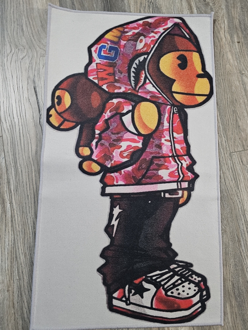BAPE-Inspired Pink Camo Gorilla Character Rug